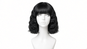Glueless Water Wave Short Bob with Bangs