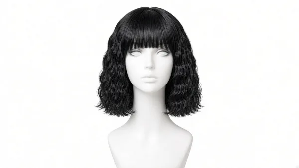 Glueless Water Wave Short Bob with Bangs