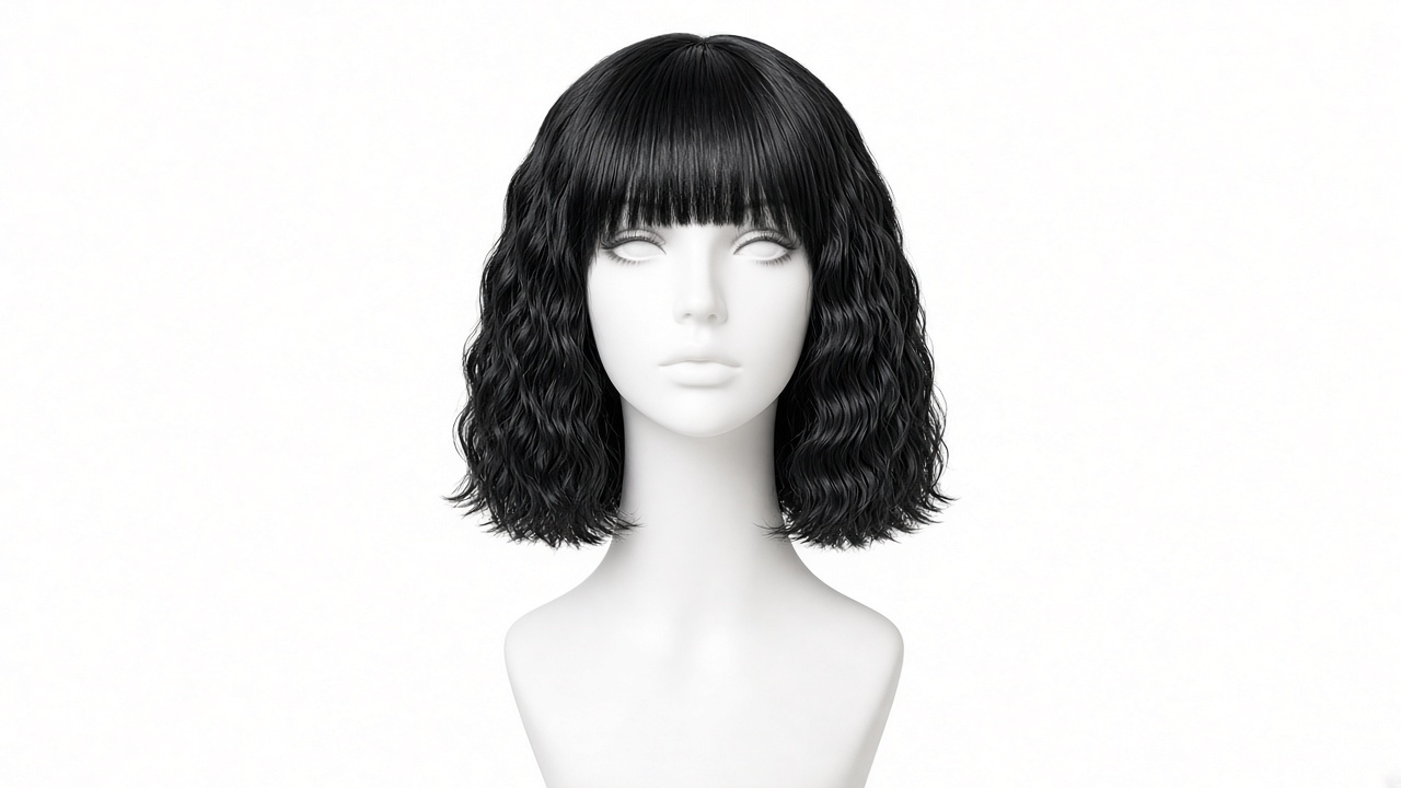 Glueless Water Wave Short Bob with Bangs