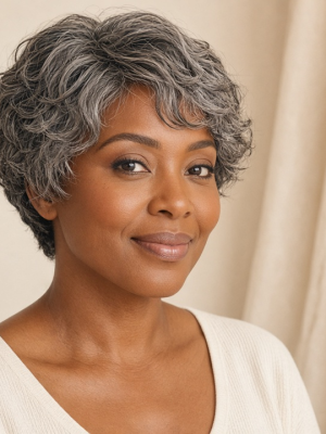 Glueless Salt & Pepper Grey Short Wig