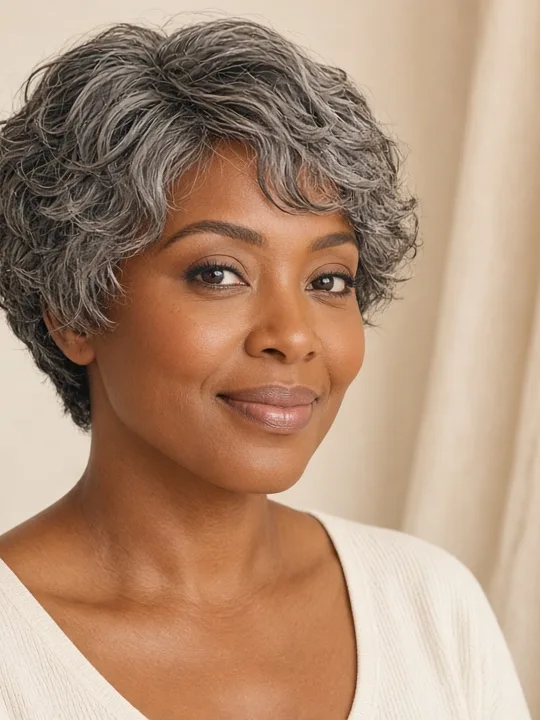 Glueless Salt & Pepper Grey Short Wig