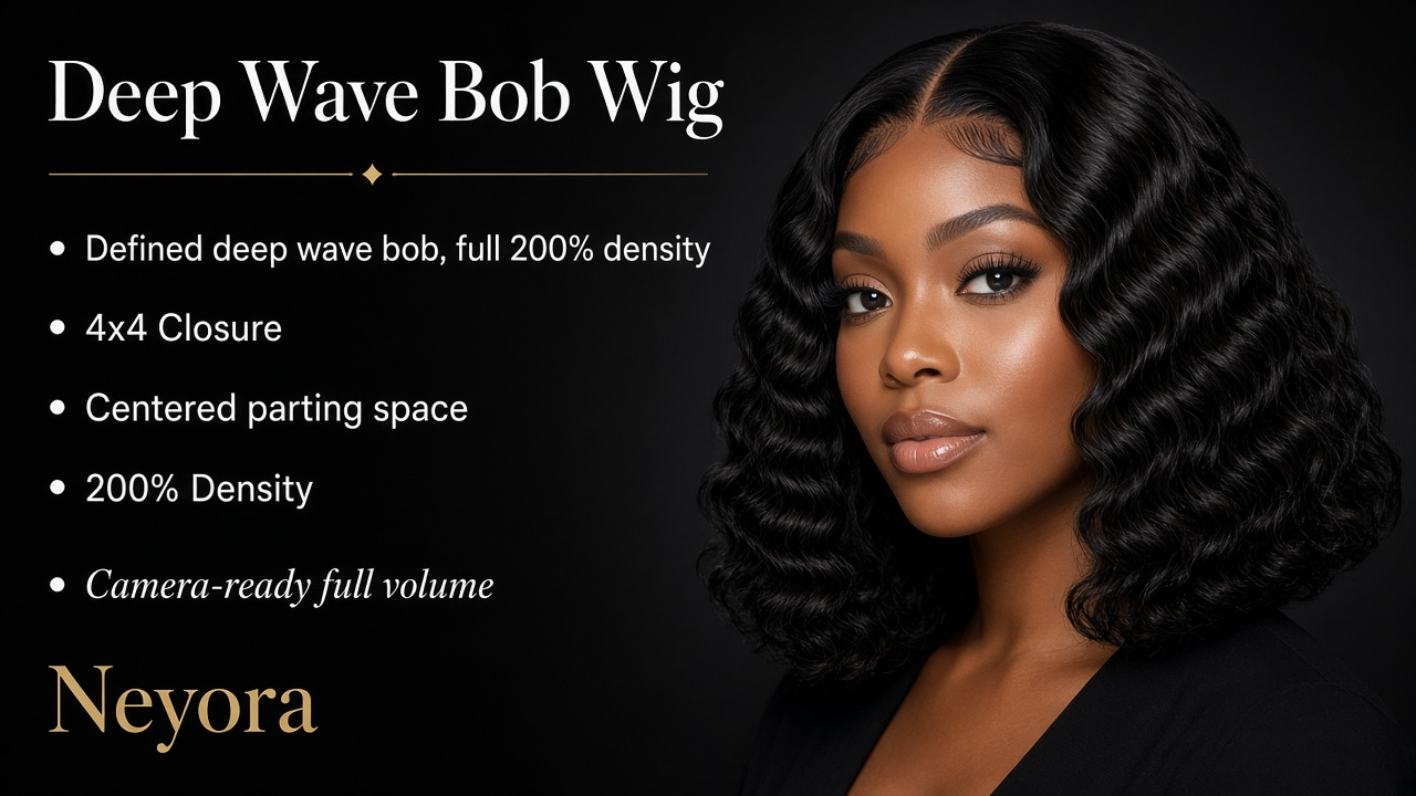 Glueless Deep Wave Bob | 4x4 Closure 200% - Image 2