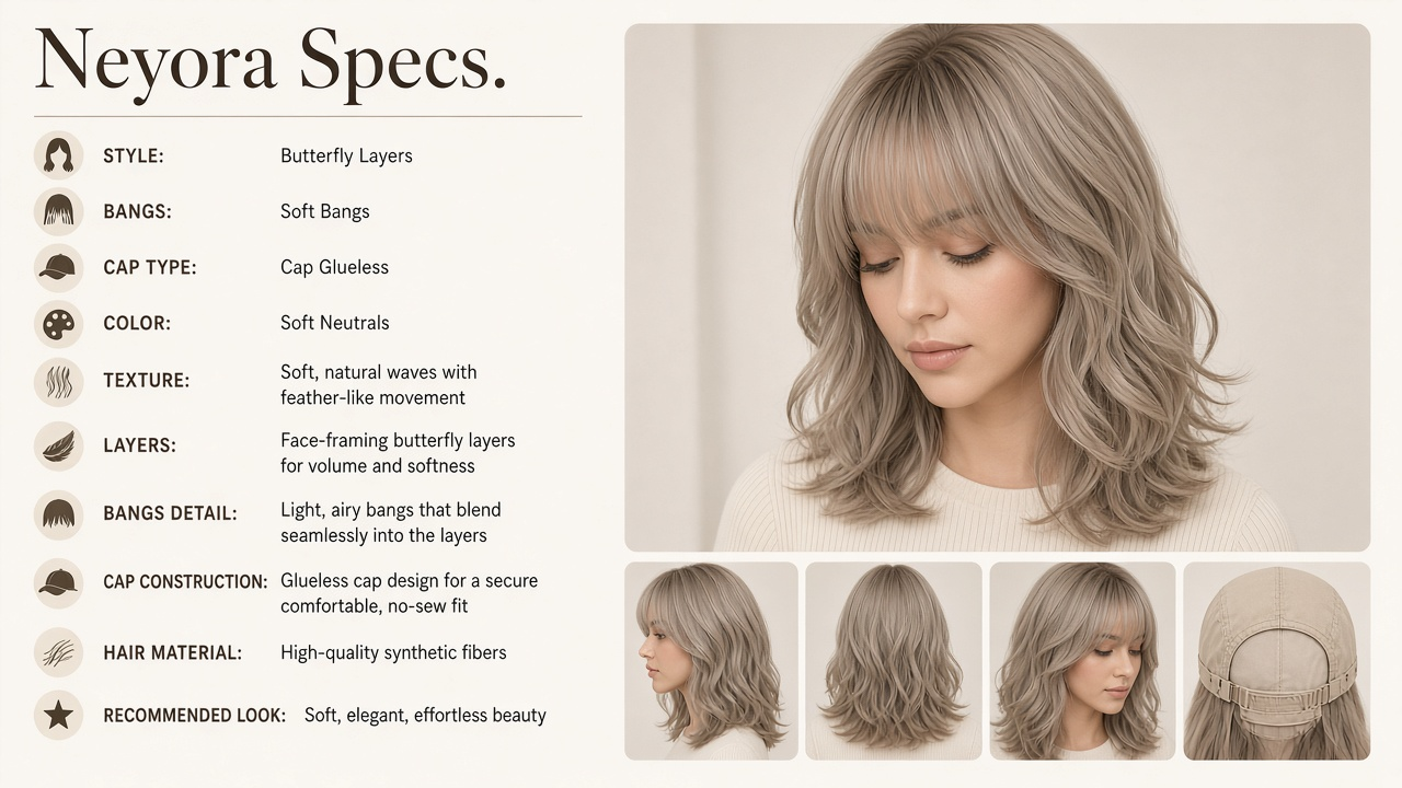 Glueless Butterfly Layered Wavy Wig with Bangs - Image 5