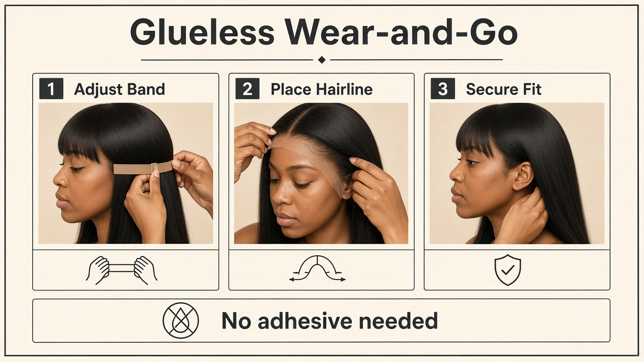 Neyora Bone Straight Bob with Bangs 4x4 — 07-how-to