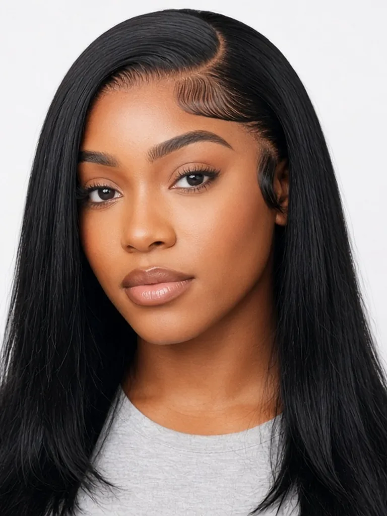 Glueless Yaki Straight with Side Bangs | 7×5 Drawstring