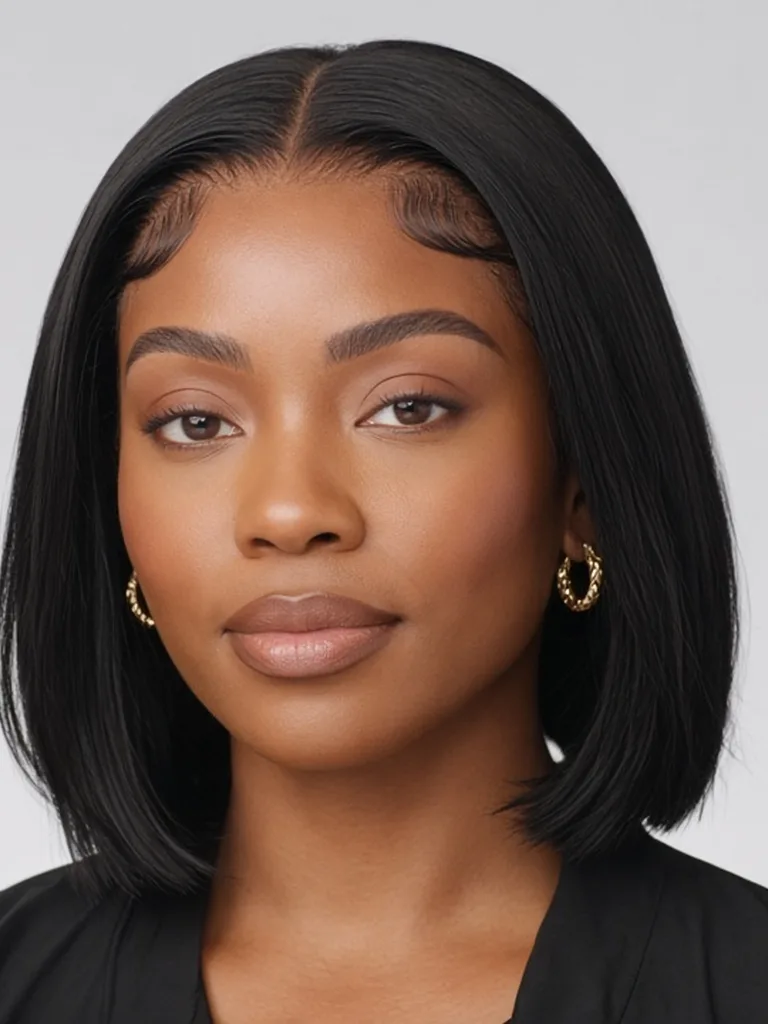 Glueless Layered Face-Framing Straight Bob | 5×5