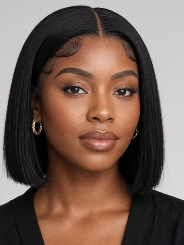 Glueless Yaki Straight Short Bob Wig
