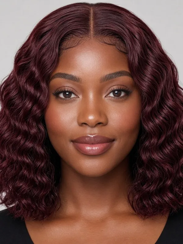 Glueless Water Wave Bob | 99J 13×4 Human Hair (China Direct)