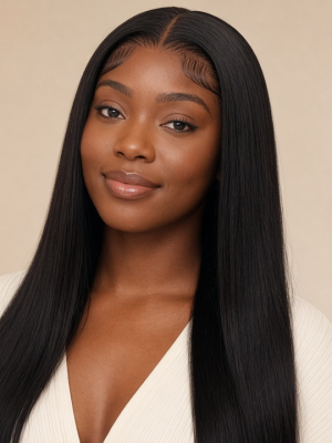 Neyora Raw Indian Straight 13x6 — model wearing