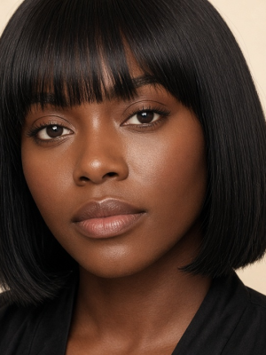 Neyora Bone Straight Bob Bangs — model wearing