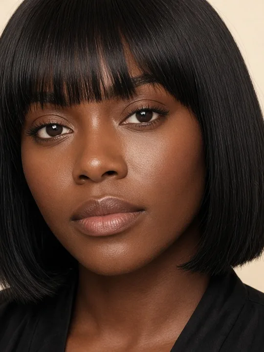 Neyora Bone Straight Bob Bangs — model wearing