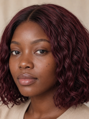 Glueless Water Wave Bob | 99J 13×4 Human Hair (China Direct)