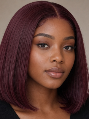 Glueless 99J Burgundy Bob | 13×4 Human Hair (China Direct)