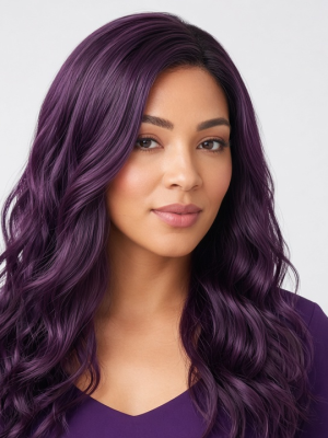 Purple Long Wavy Fashion Wig | Synthetic