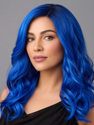 Bright Blue Long Wavy Fashion Wig | Synthetic