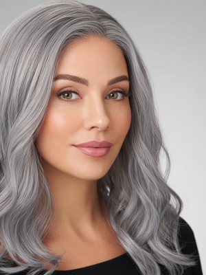 Silver Grey Long Wavy Fashion Wig | Synthetic